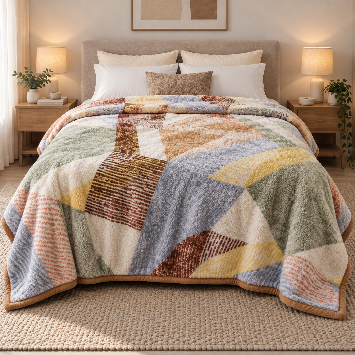 Dreamy Wrap Printed Double Bed Single Layer Blanket - Pista