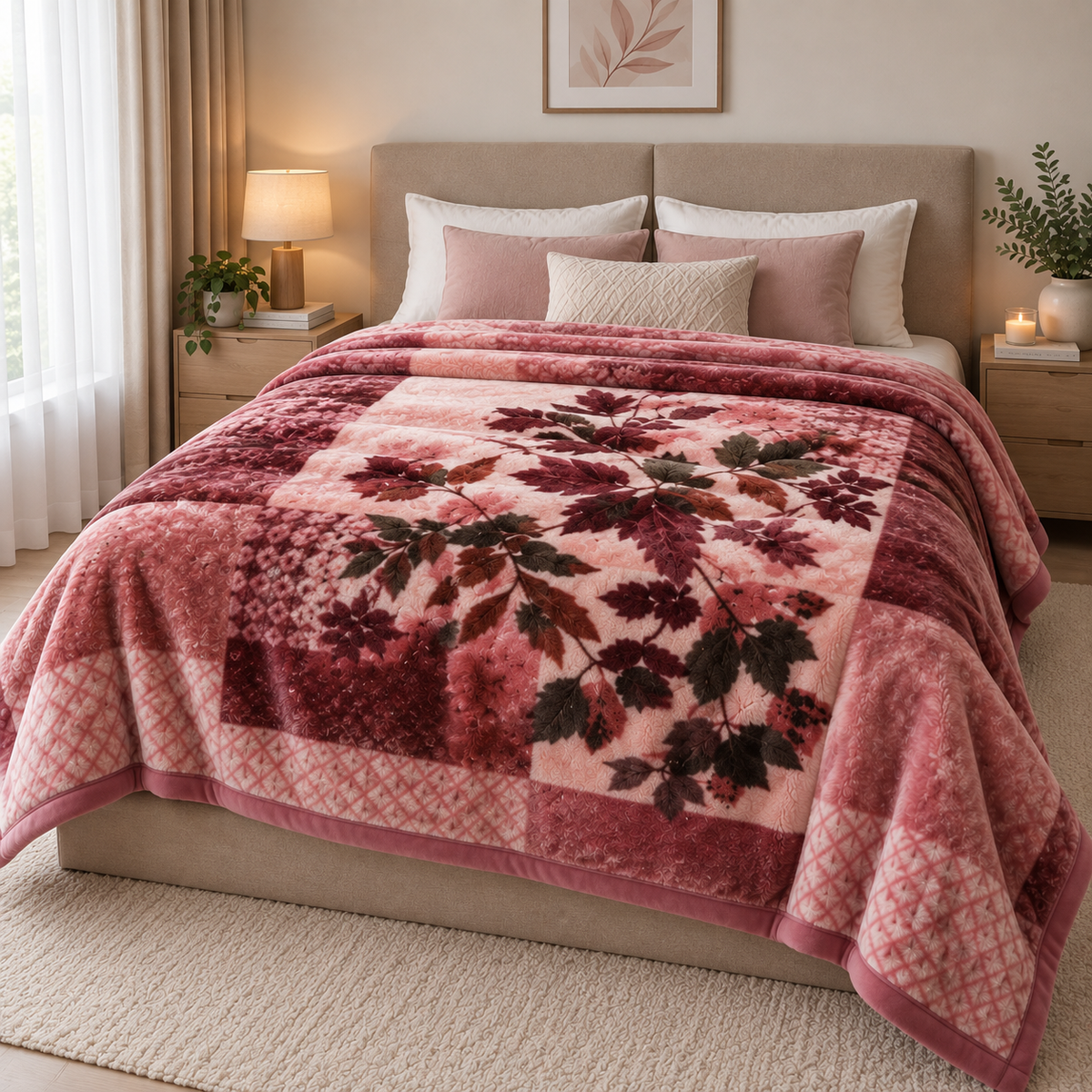 Royal Heaven Premium Double Bed Double Layer Winter Blanket 5.5 KG - Rose