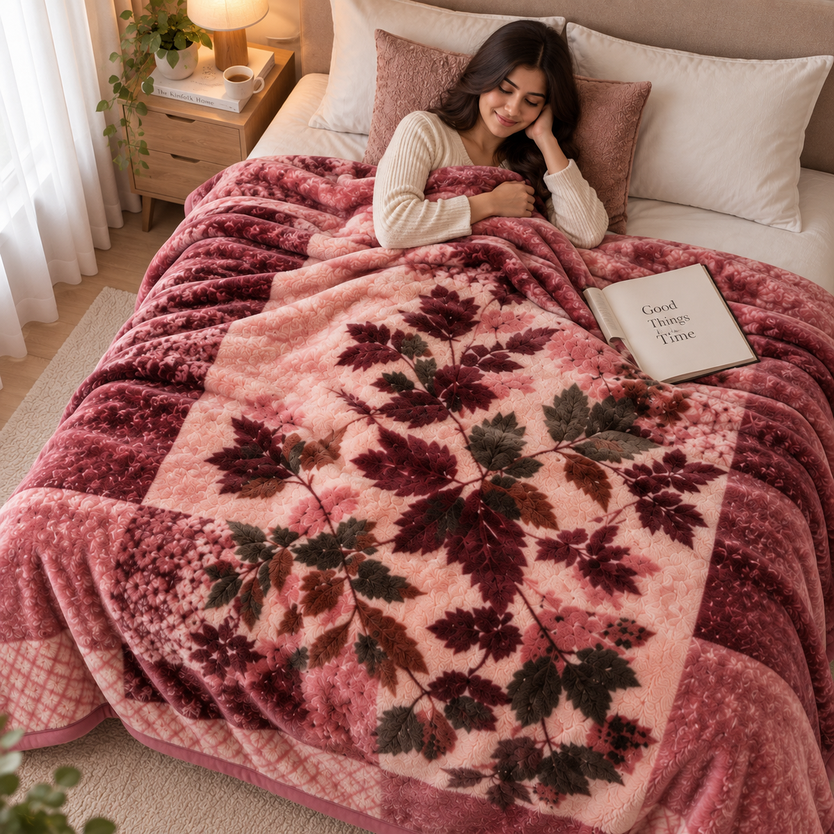 Royal Heaven Premium Double Bed Double Layer Winter Blanket 5.5 KG - Rose
