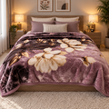 Velvet Rose Printed Single Bed Double Layer Blanket - Neutral Black