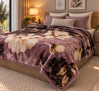 Velvet Rose Printed Single Bed Double Layer Blanket - Neutral Black