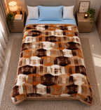 Velvet Rose Printed Single Bed Double Layer Blanket - Brown