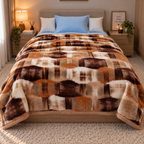 Velvet Rose Printed Single Bed Double Layer Blanket - Brown