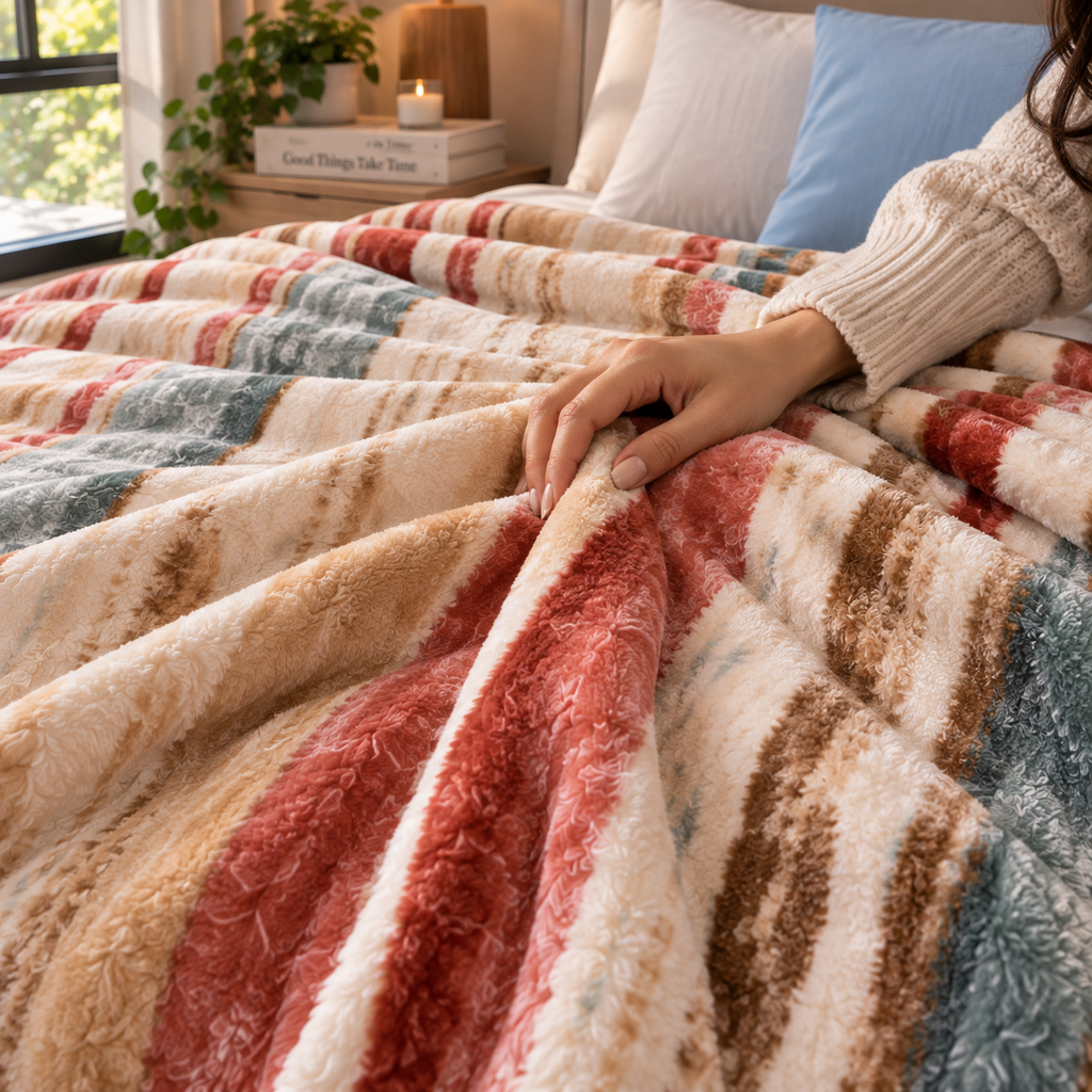 Dreamy Wrap Printed Double Bed Single Layer Blanket - Beige