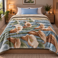 Dreamy Wrap Printed Double Bed Single Layer Blanket - Olive