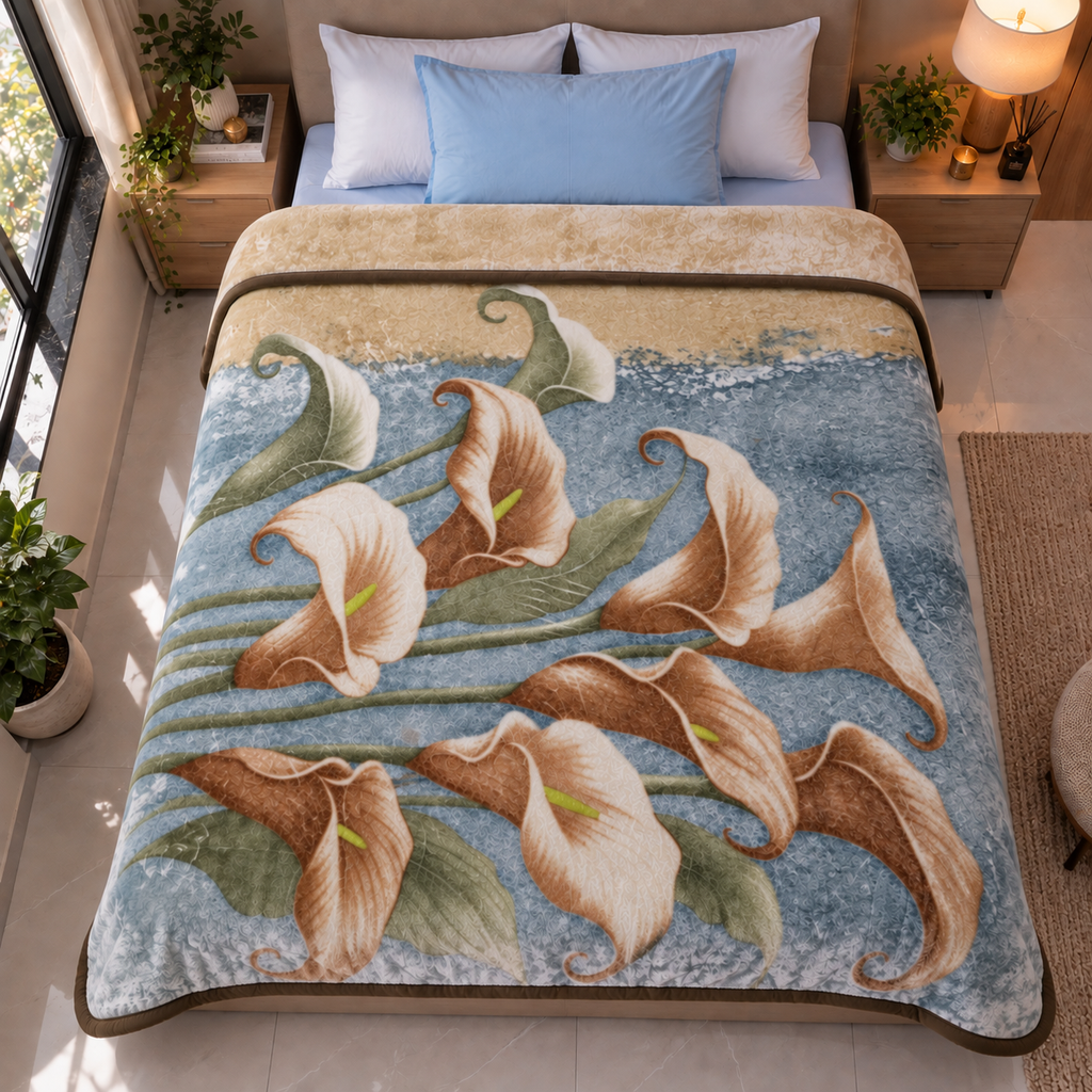 Dreamy Wrap Printed Double Bed Single Layer Blanket - Olive