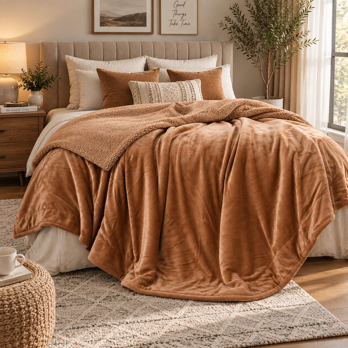 Abrazo Premium Sherpa Blanket - Beige