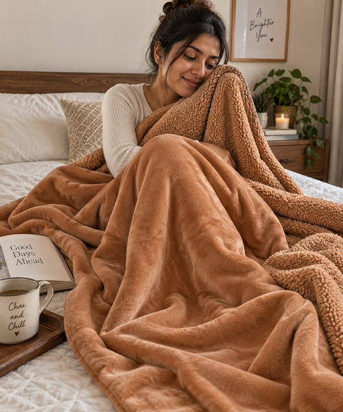Abrazo Premium Sherpa Blanket - Beige