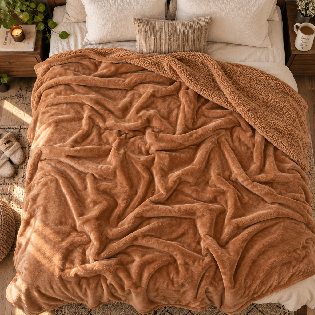 Abrazo Premium Sherpa Blanket - Beige