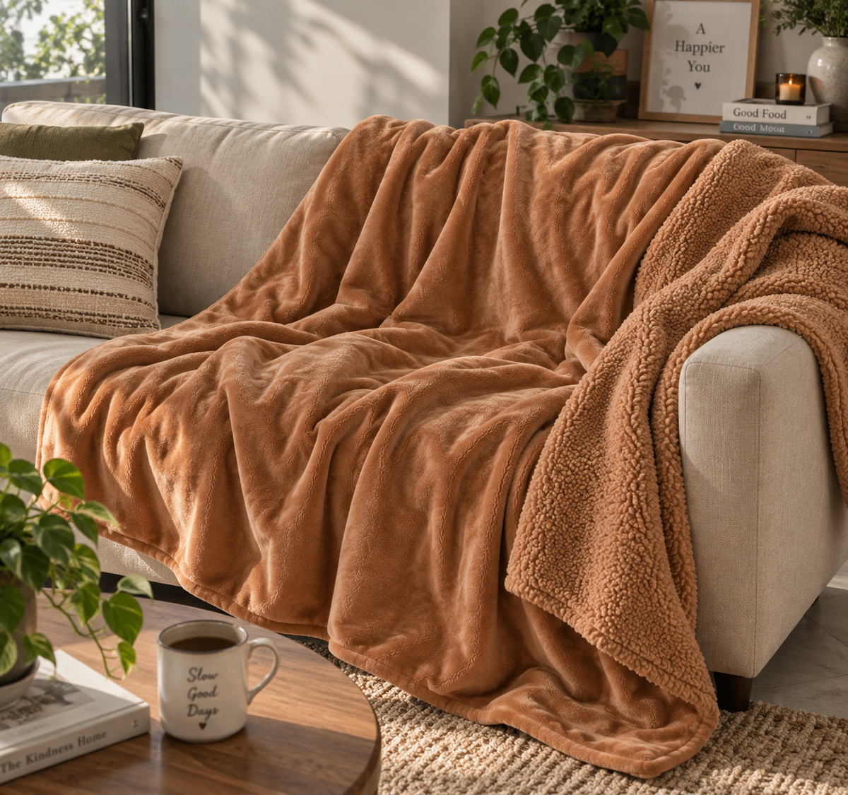 Abrazo Premium Sherpa Blanket - Beige