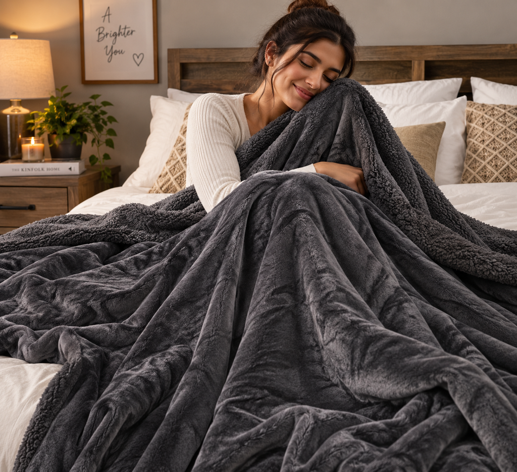 Abrazo Premium Sherpa Blanket - Black