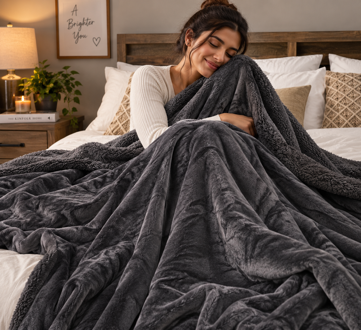 Abrazo Premium Sherpa Blanket - Black