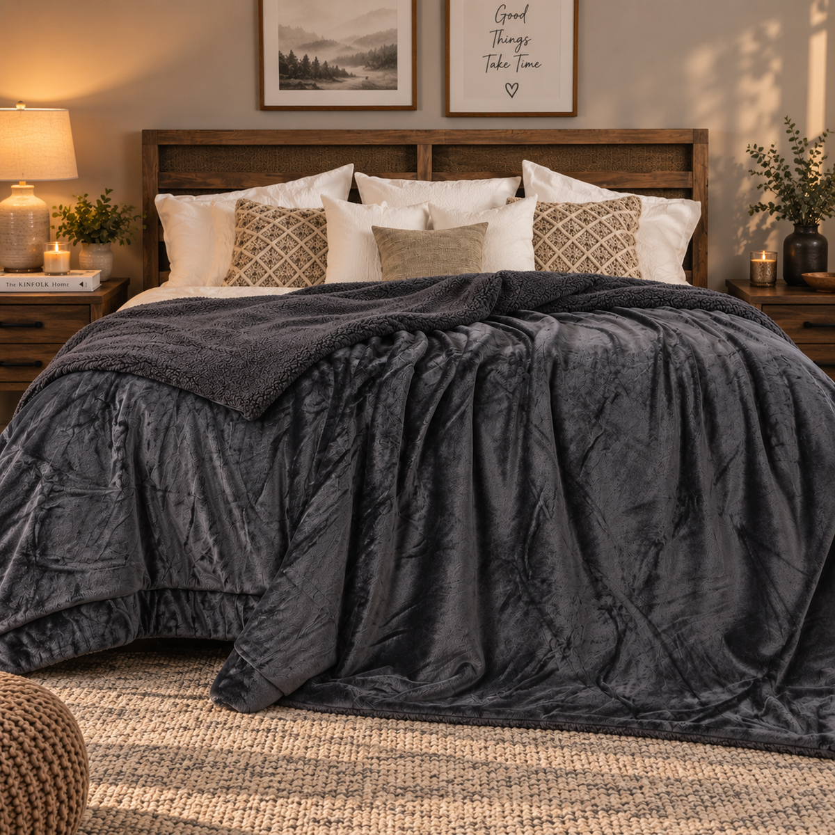 Abrazo Premium Sherpa Blanket - Black