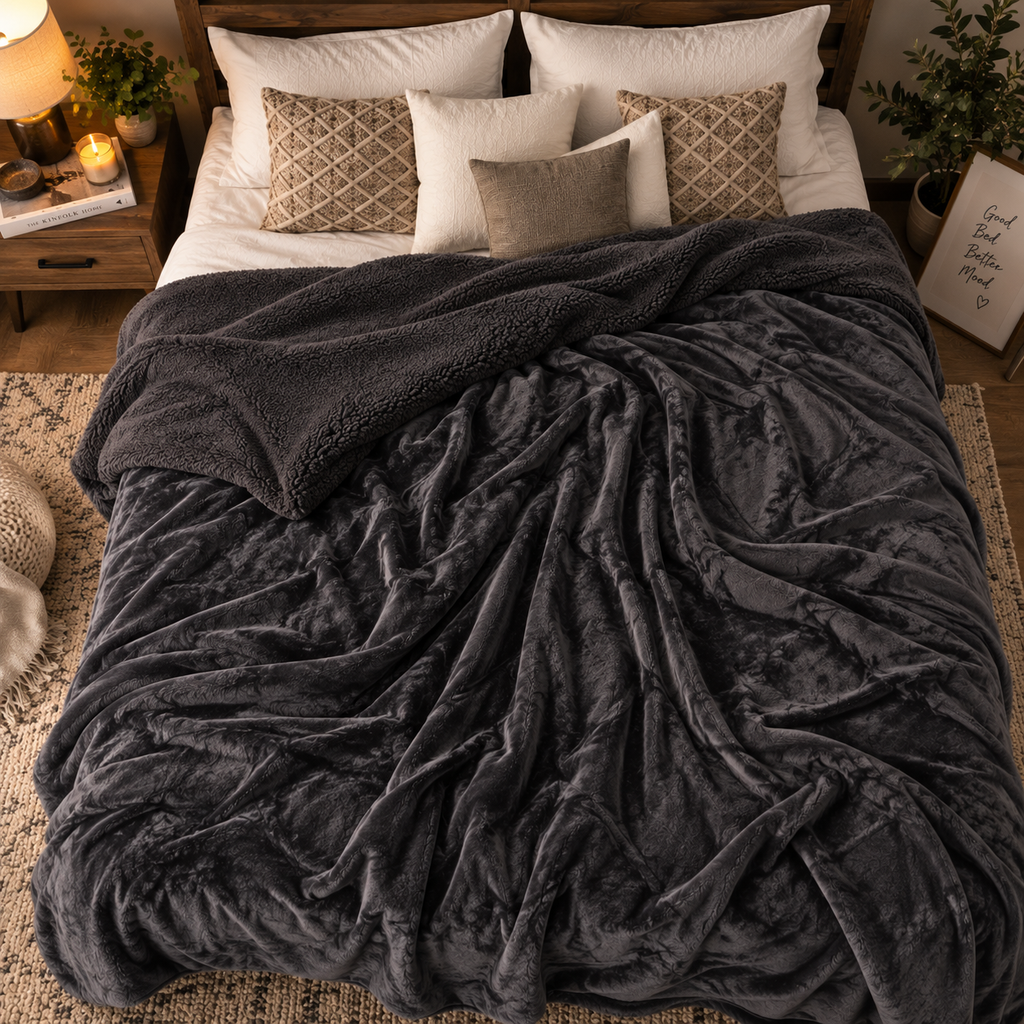 Abrazo Premium Sherpa Blanket - Black