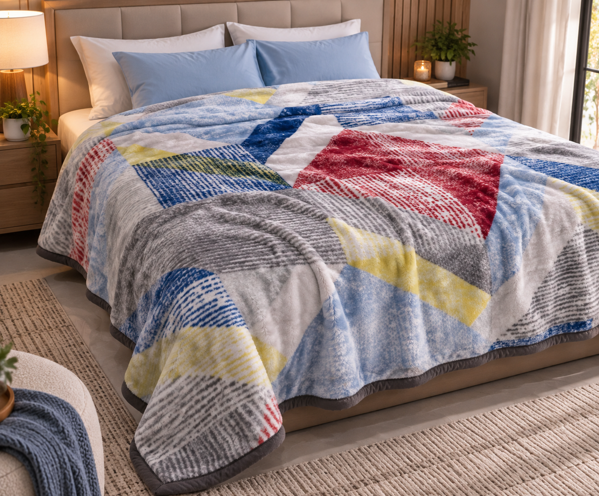 Dreamy Wrap Printed Double Bed Single Layer Blanket - Blue