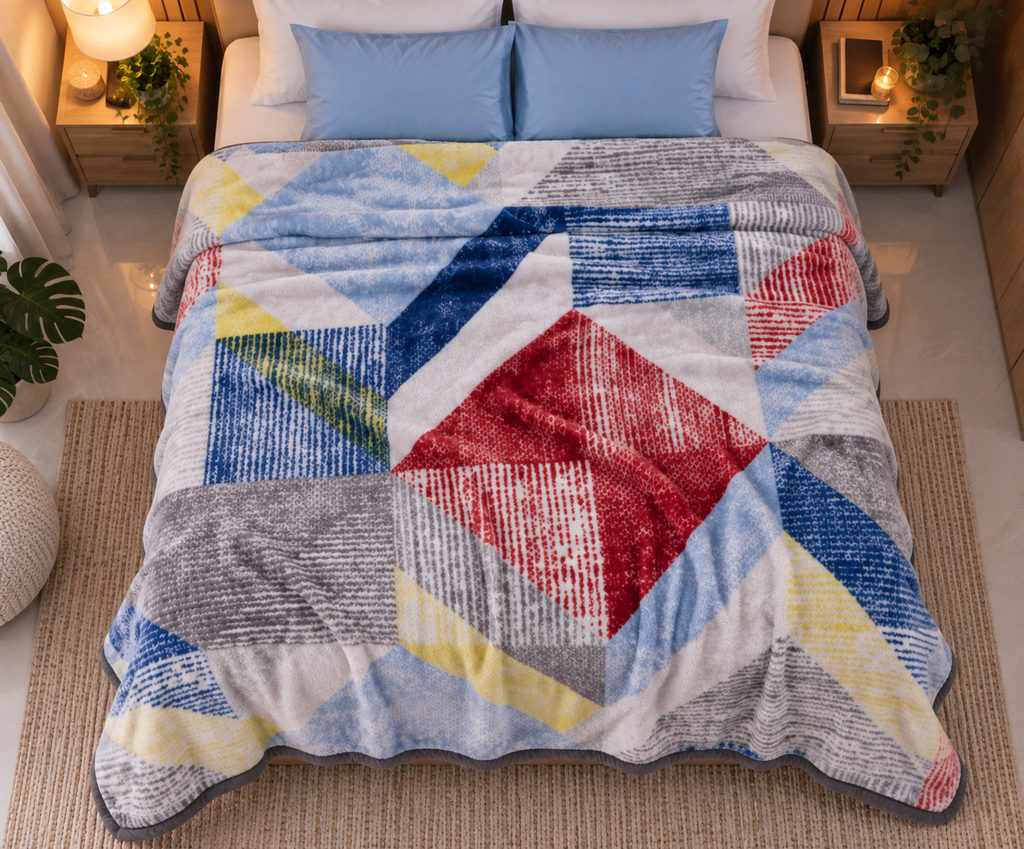 Dreamy Wrap Printed Double Bed Single Layer Blanket - Blue