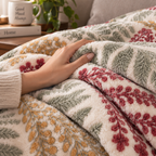 Velvet Rose Printed Single Bed Double Layer Blanket - Cream