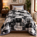 Velvet Rose Printed Single Bed Double Layer Blanket - Grey