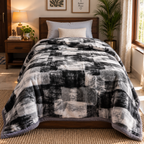 Velvet Rose Printed Single Bed Double Layer Blanket - Grey