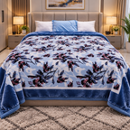 Laguna Printed Double Bed Double Layer 4.5kg Blanket - Blue