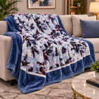 Laguna Printed Double Bed Double Layer 4.5kg Blanket - Blue