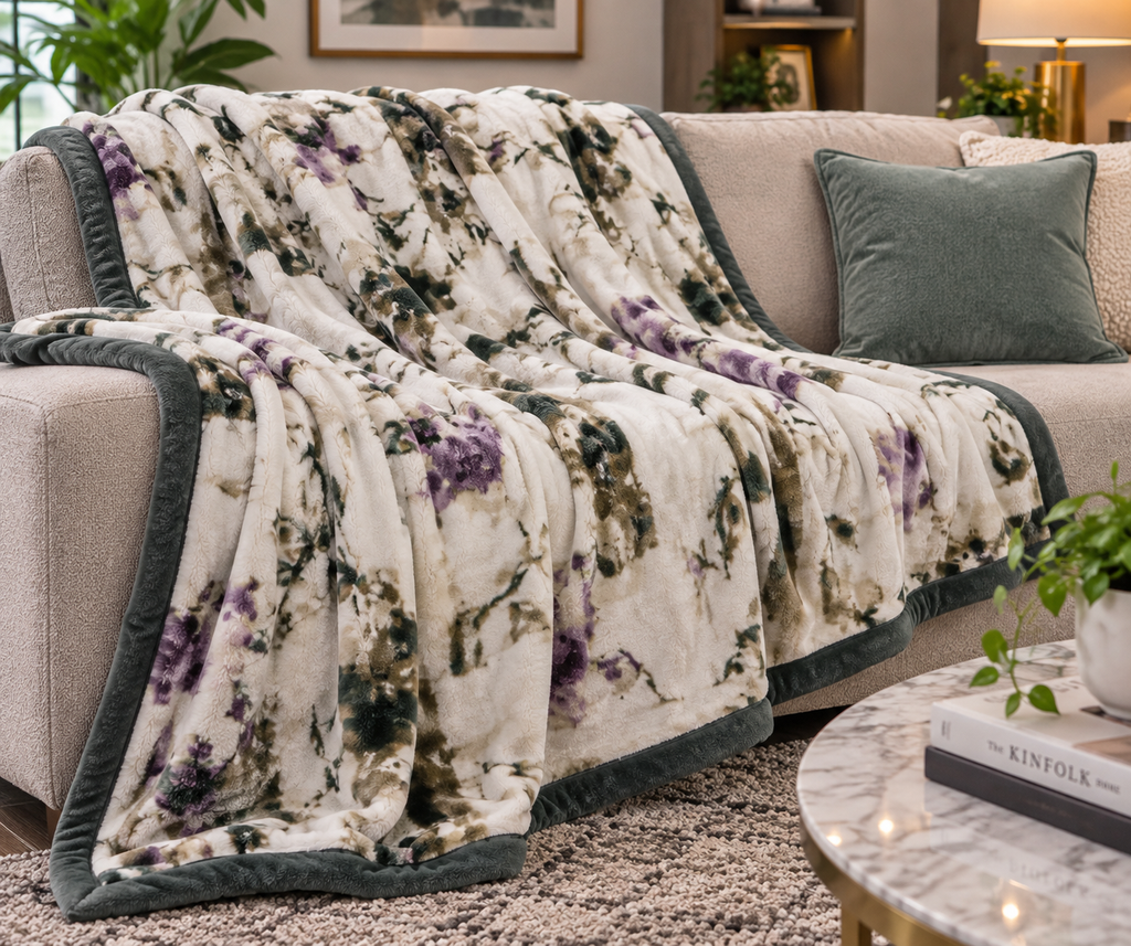Laguna Printed Double Bed Double Layer 4.5kg Blanket - Glacier