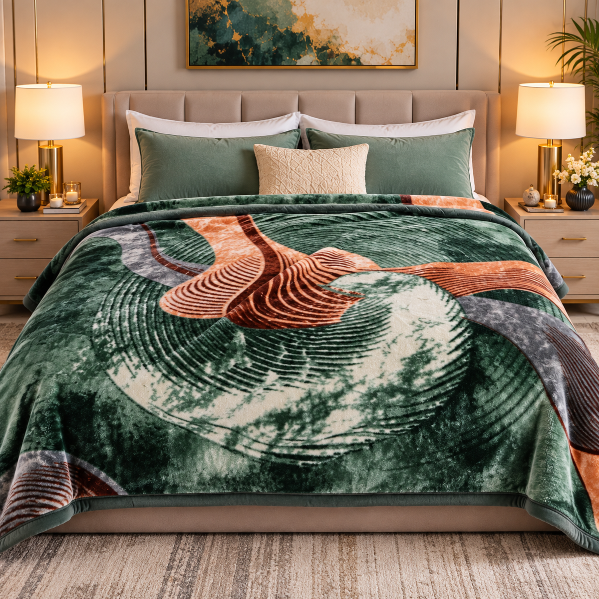 Urban Plush Printed Double Bed Double Layer 5kg Blanket - Glacier