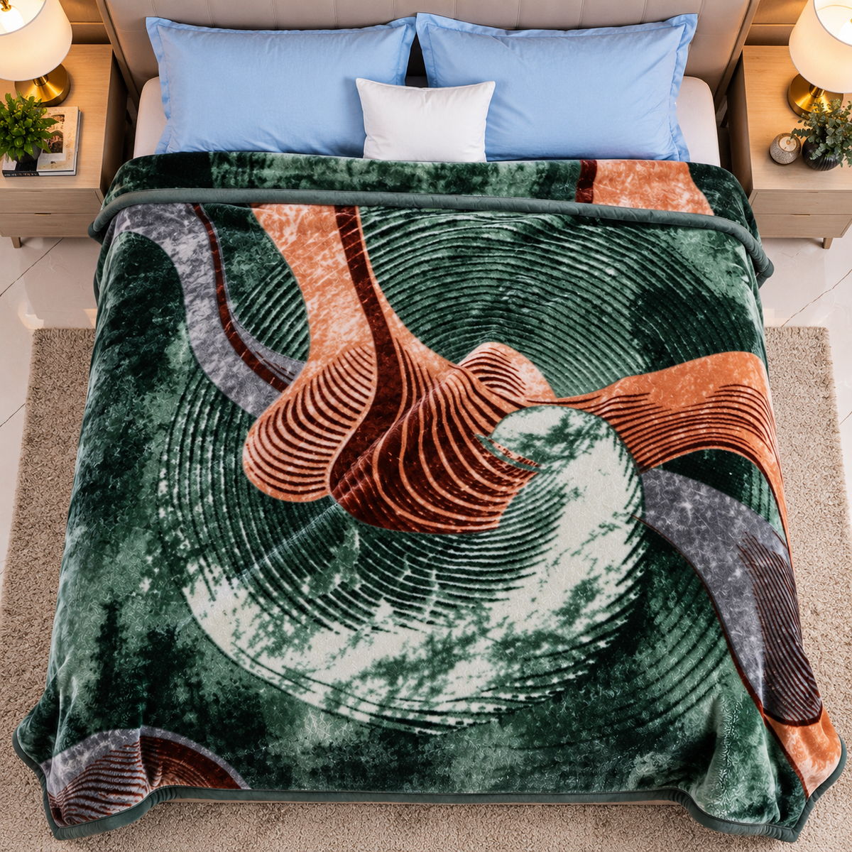 Urban Plush Printed Double Bed Double Layer 5kg Blanket - Glacier