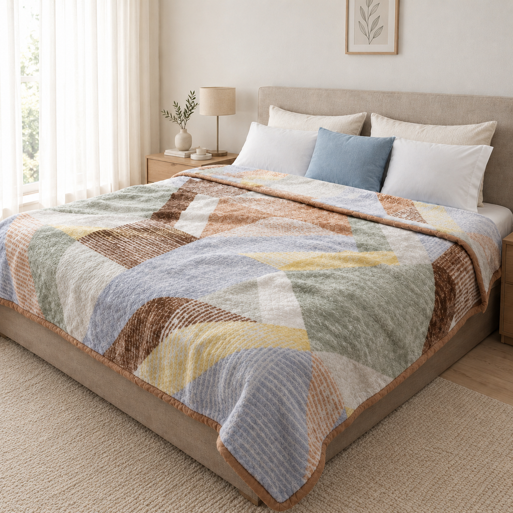 Dreamy Wrap Printed Double Bed Single Layer Blanket - Pista