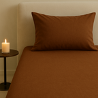 Chocolate Brown Flat Premium Cotton  Bedsheet Set
