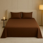 Chocolate Brown Flat Premium Cotton  Bedsheet Set