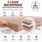 Water Proof 3 Layer Mattress Cover - Beige