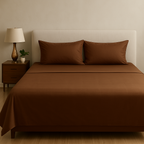 Chocolate Brown Flat Premium Cotton  Bedsheet Set