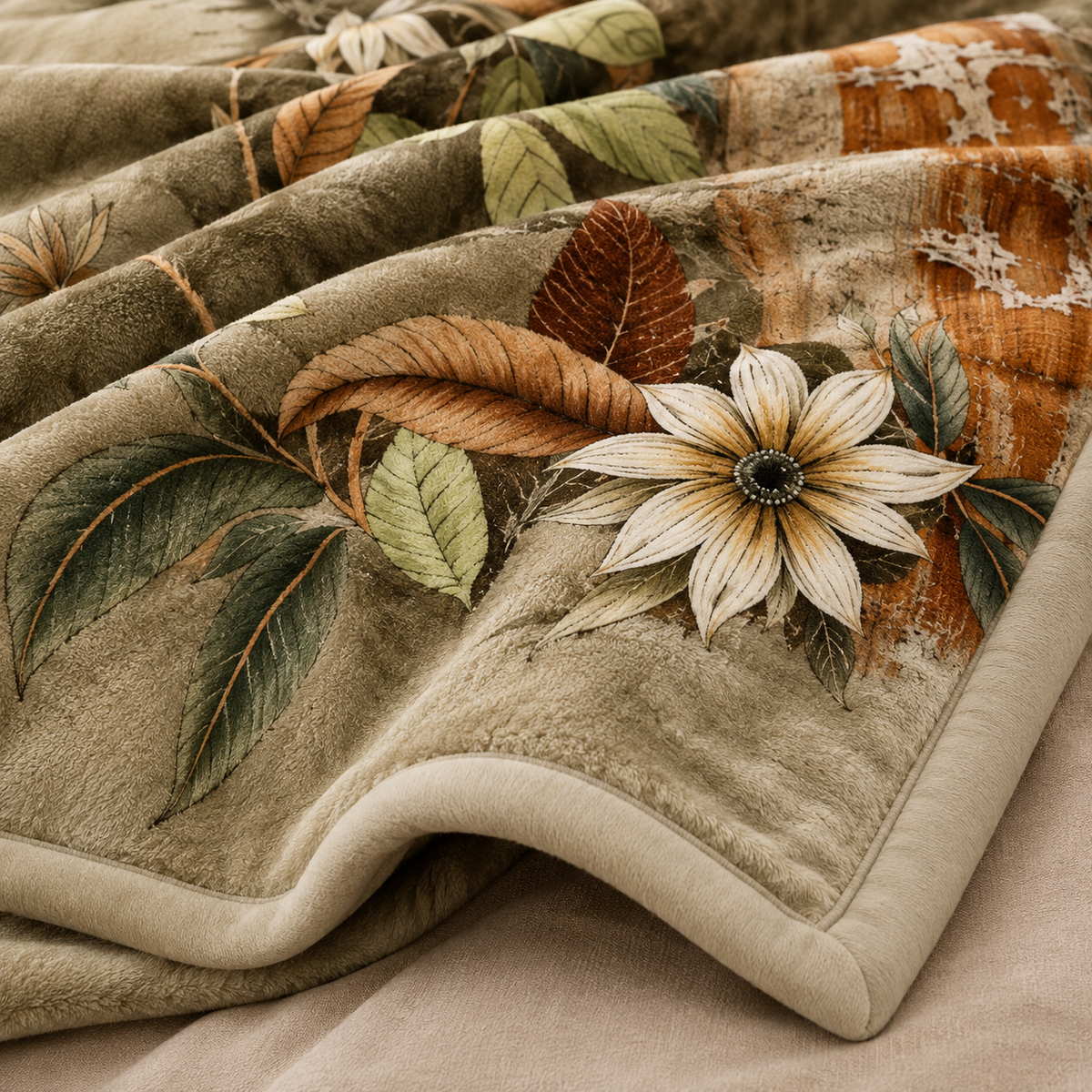 Royal Heaven Premium Double Bed Double Layer Winter Blanket 5.5 KG - Dried Herb
