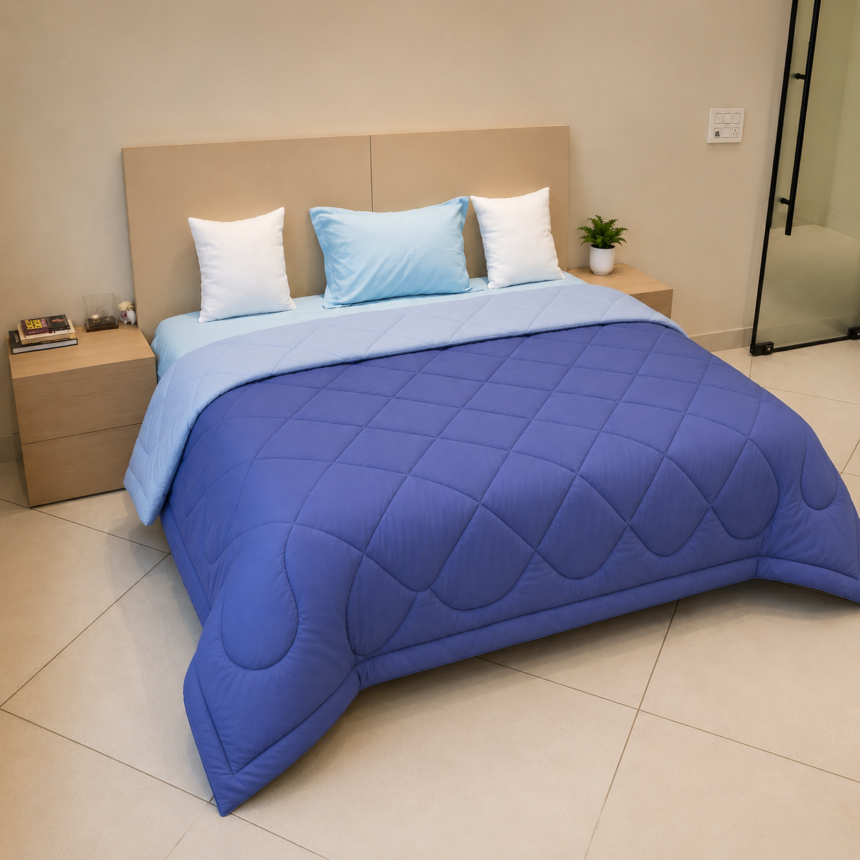 Premium Double Bed Reversible Light Weight Comforter - Violet
