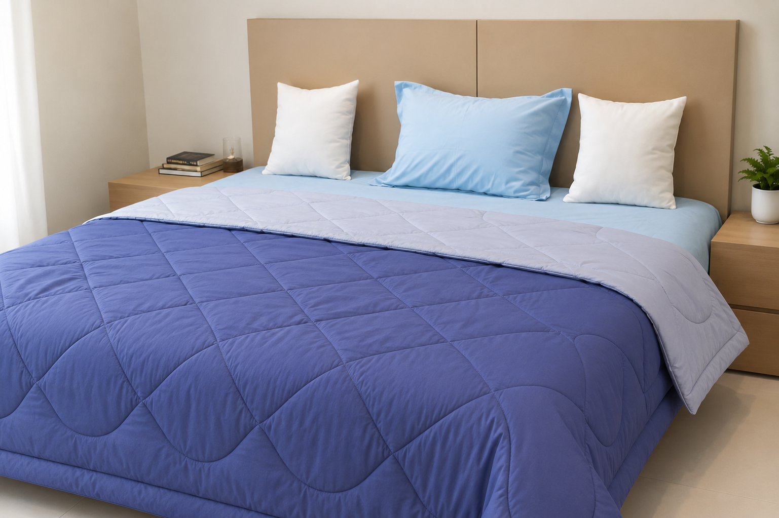 Premium Double Bed Reversible Light Weight Comforter - Violet