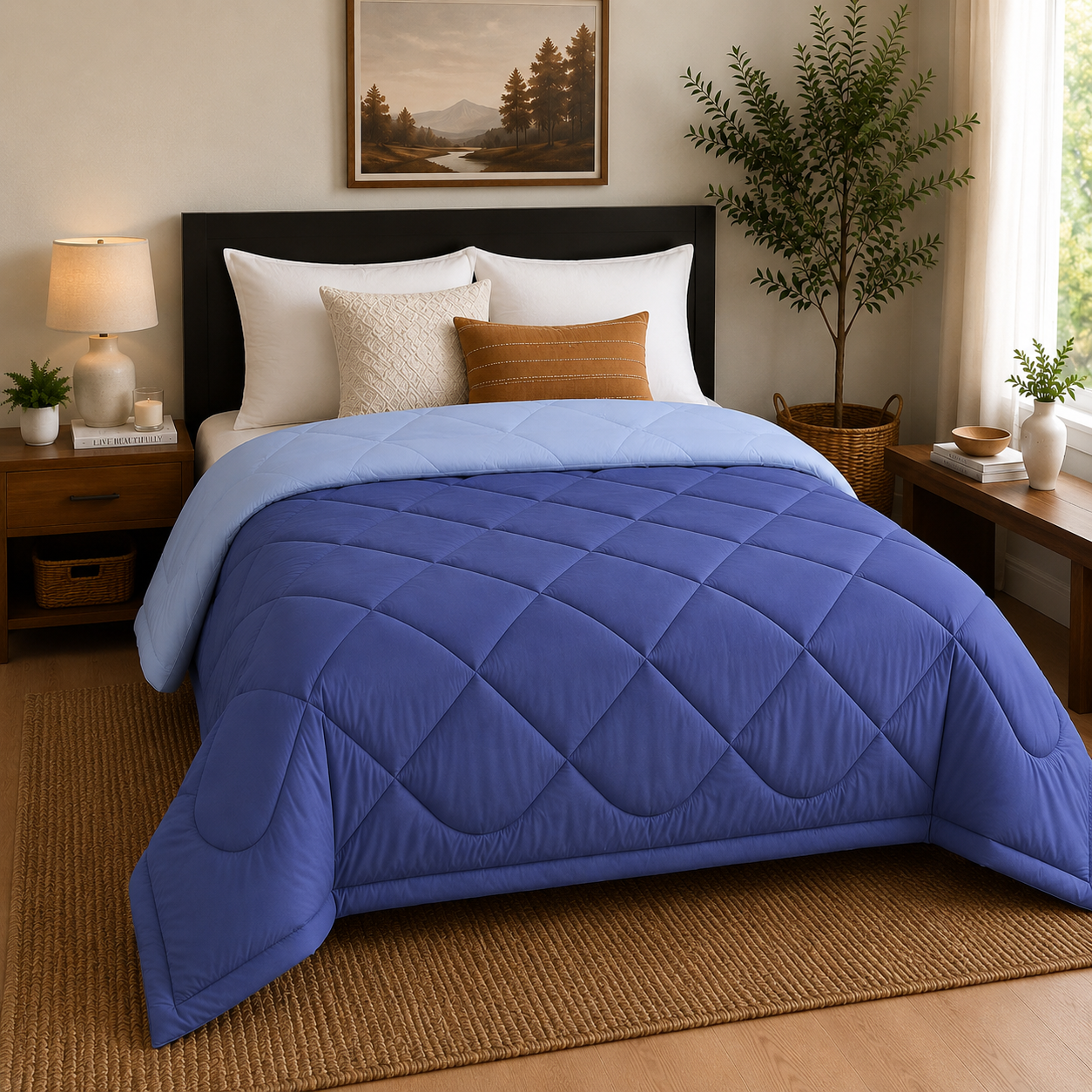 Premium Double Bed Reversible Light Weight Comforter - Violet