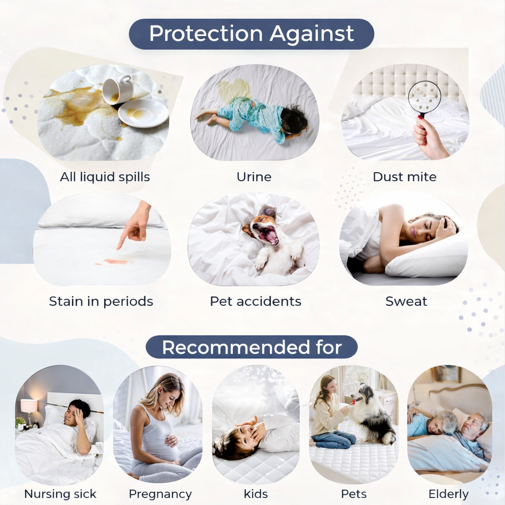 Water Proof 3 Layer Mattress Cover - Beige