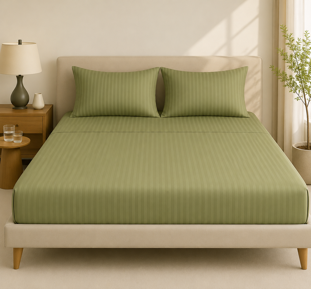 Pistachio Green - Cotton Feel Fitted Bedsheet Set