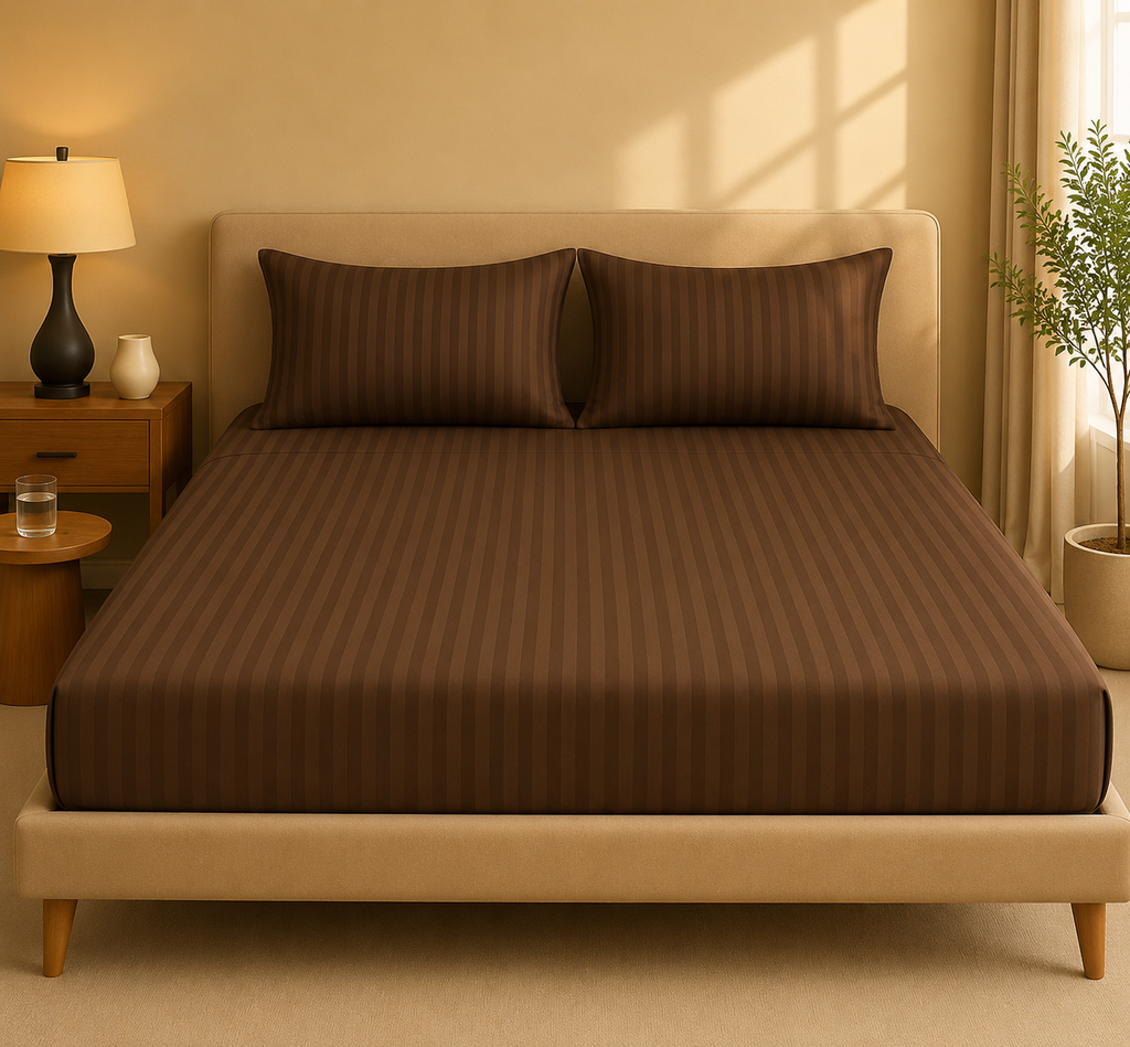 Cocoa Bean - Cotton Feel Fitted Bedsheet Set