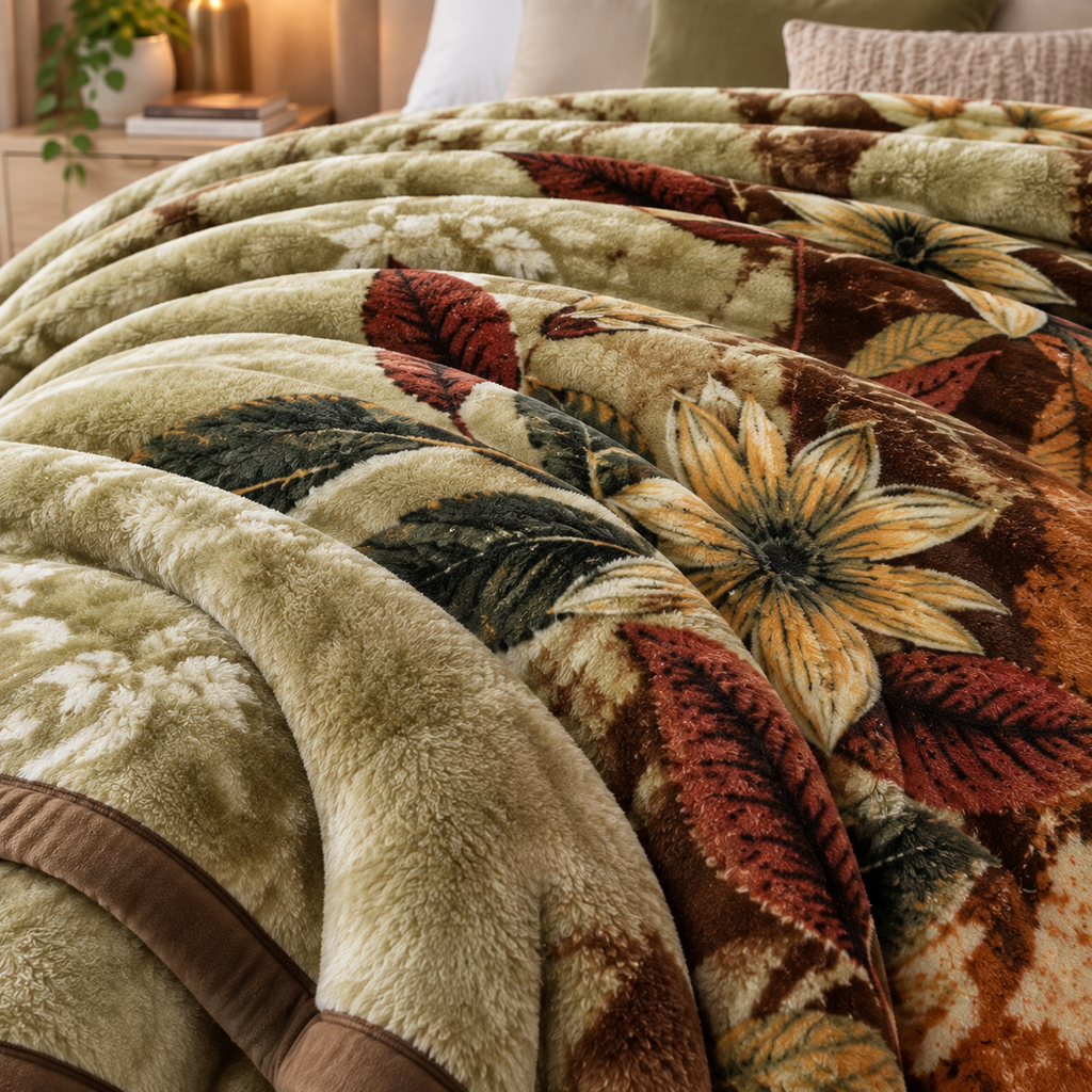 Royal Heaven Premium Double Bed Double Layer Winter Blanket 5.5 KG - Dried Herb