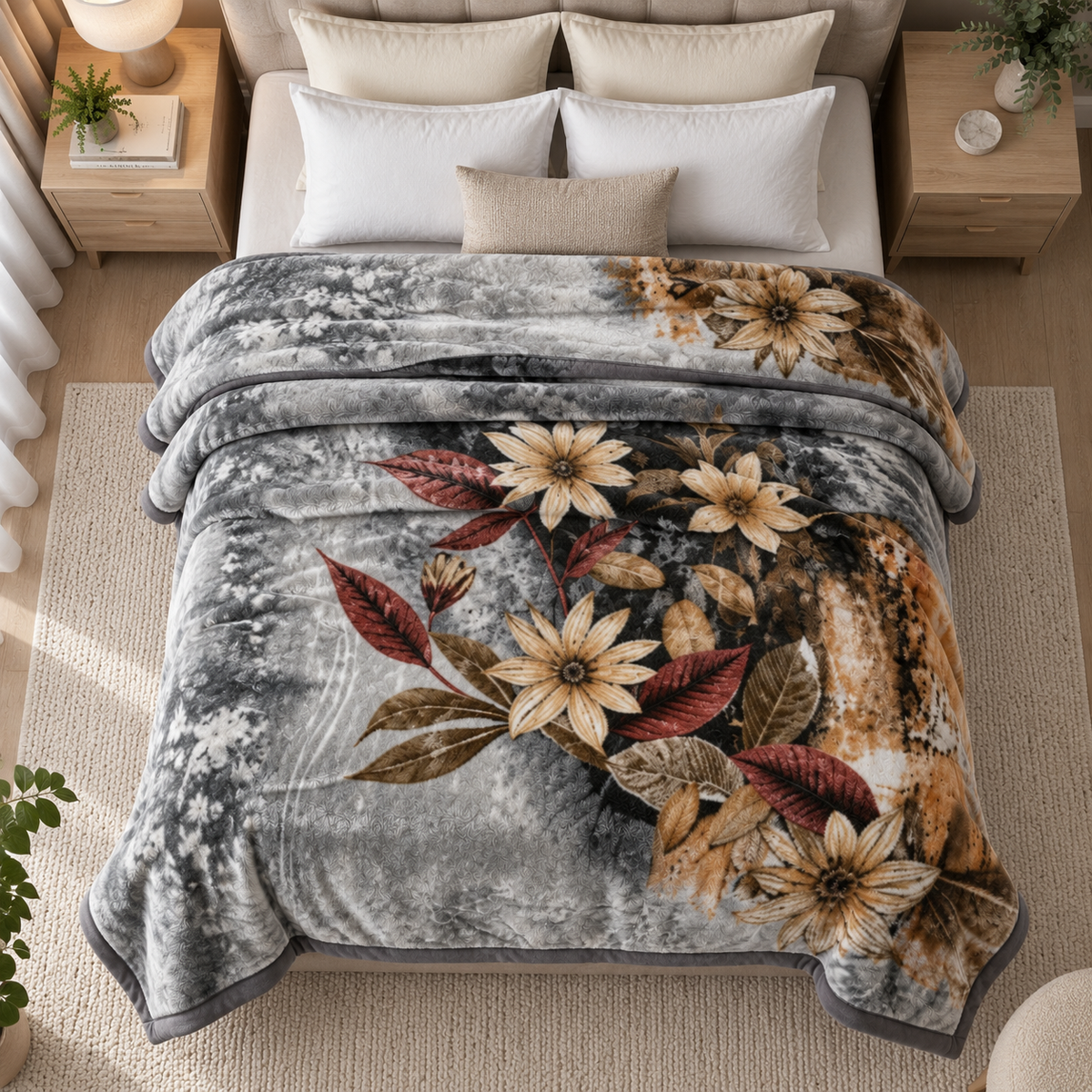 Royal Heaven Premium Double Bed Double Layer Winter Blanket 5.5 KG - Grey