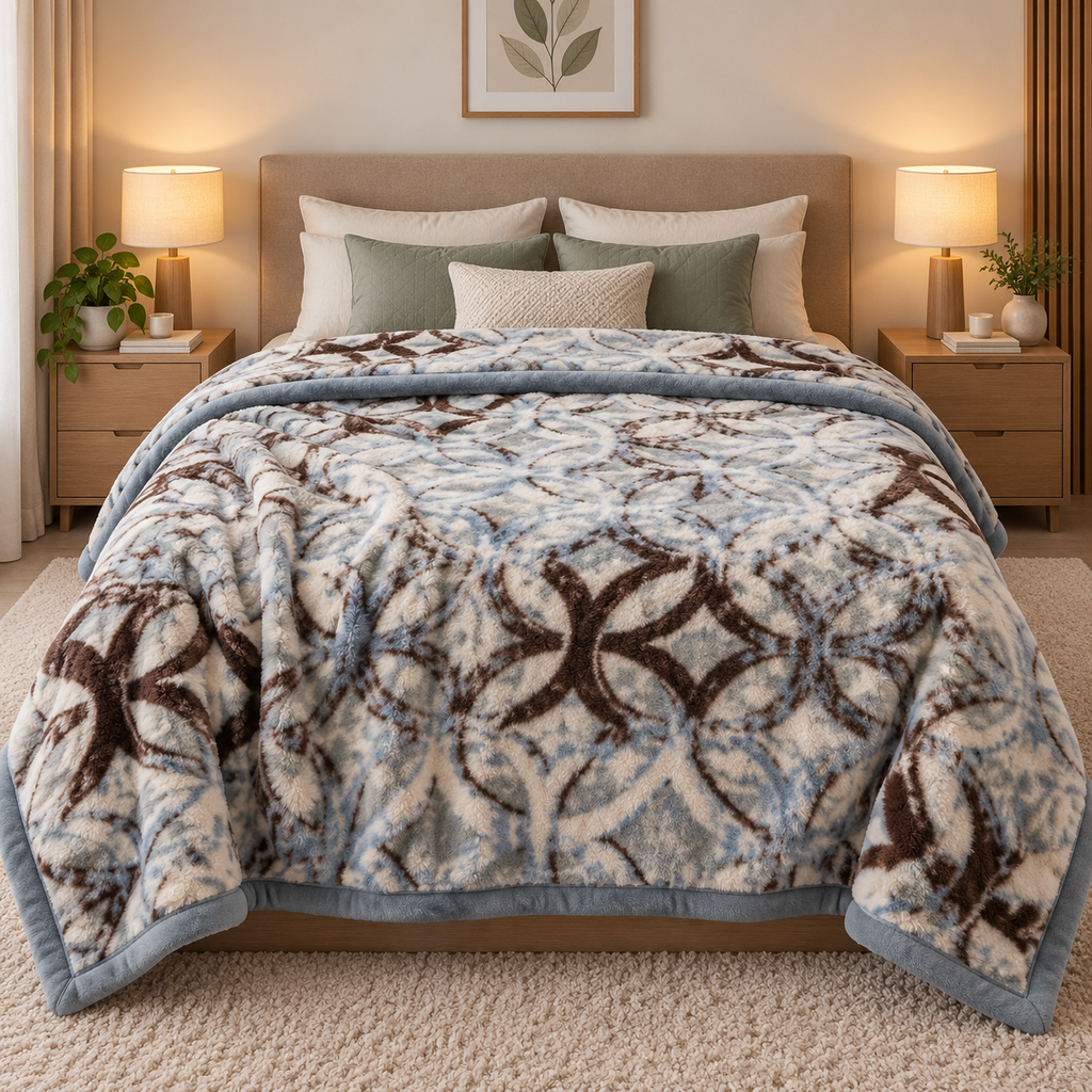 Royal Heaven Premium Double Bed Double Layer Winter Blanket 5.5 KG - Denim