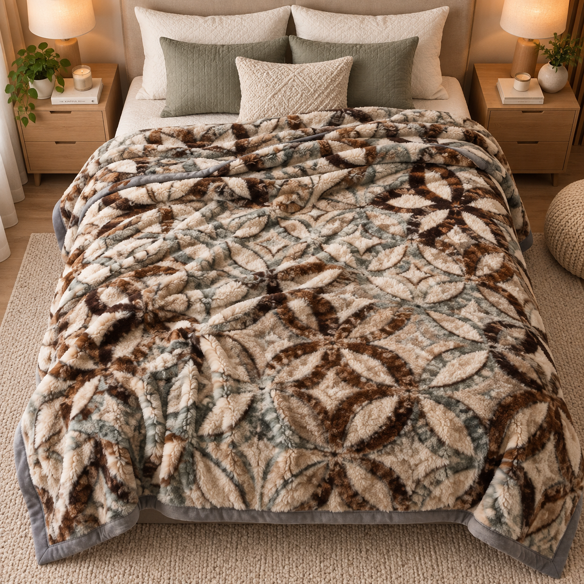 Royal Heaven Premium Double Bed Double Layer Winter Blanket 5.5 KG - Chocolate