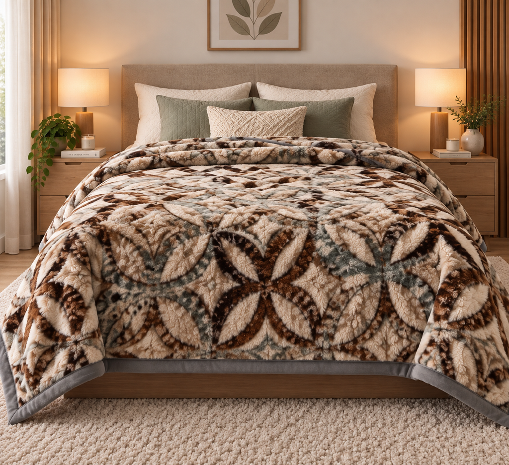 Royal Heaven Premium Double Bed Double Layer Winter Blanket 5.5 KG - Chocolate