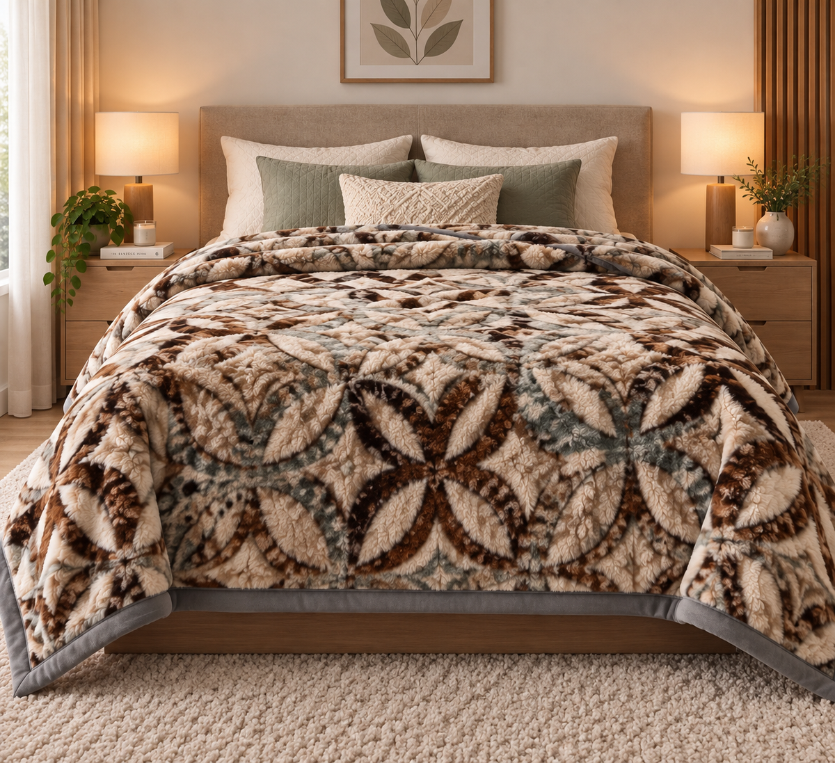 Royal Heaven Premium Double Bed Double Layer Winter Blanket 5.5 KG - Chocolate