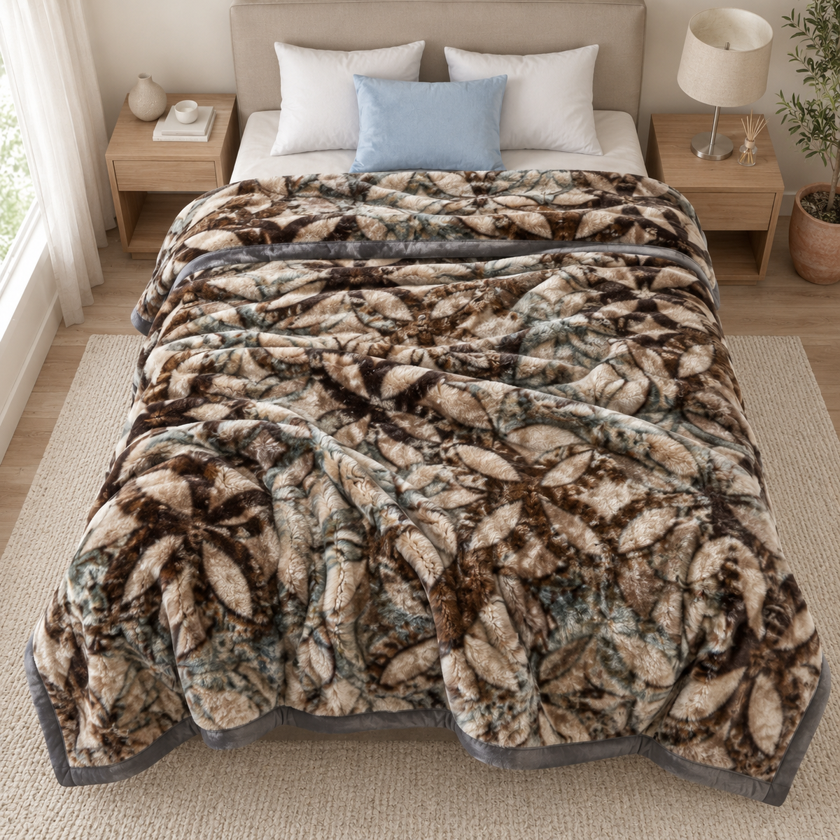 Royal Heaven Premium Double Bed Double Layer Winter Blanket 5.5 KG - Chocolate