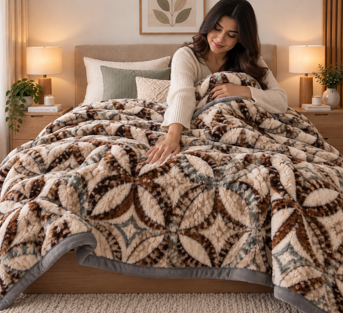 Royal Heaven Premium Double Bed Double Layer Winter Blanket 5.5 KG - Chocolate