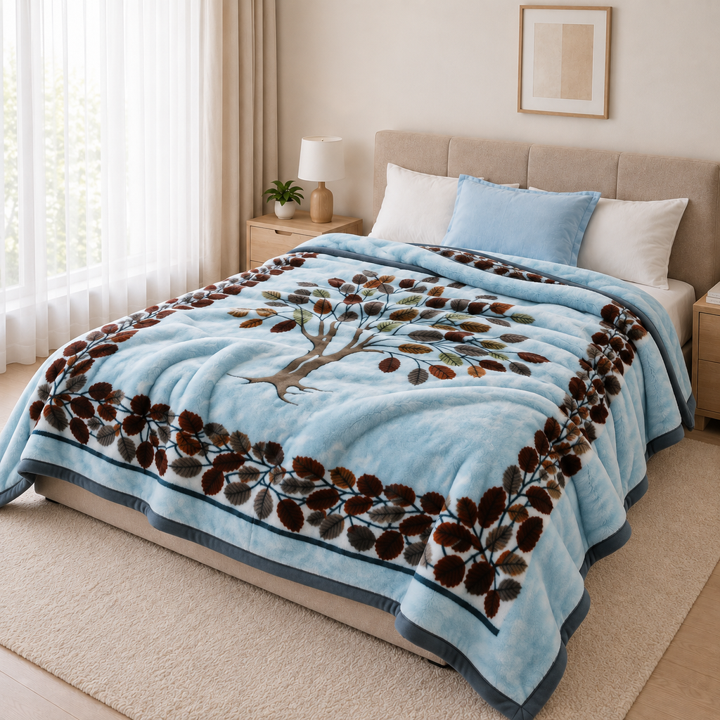 Royal Heaven Premium Double Bed Double Layer Winter Blanket 5.5 KG - Glacier