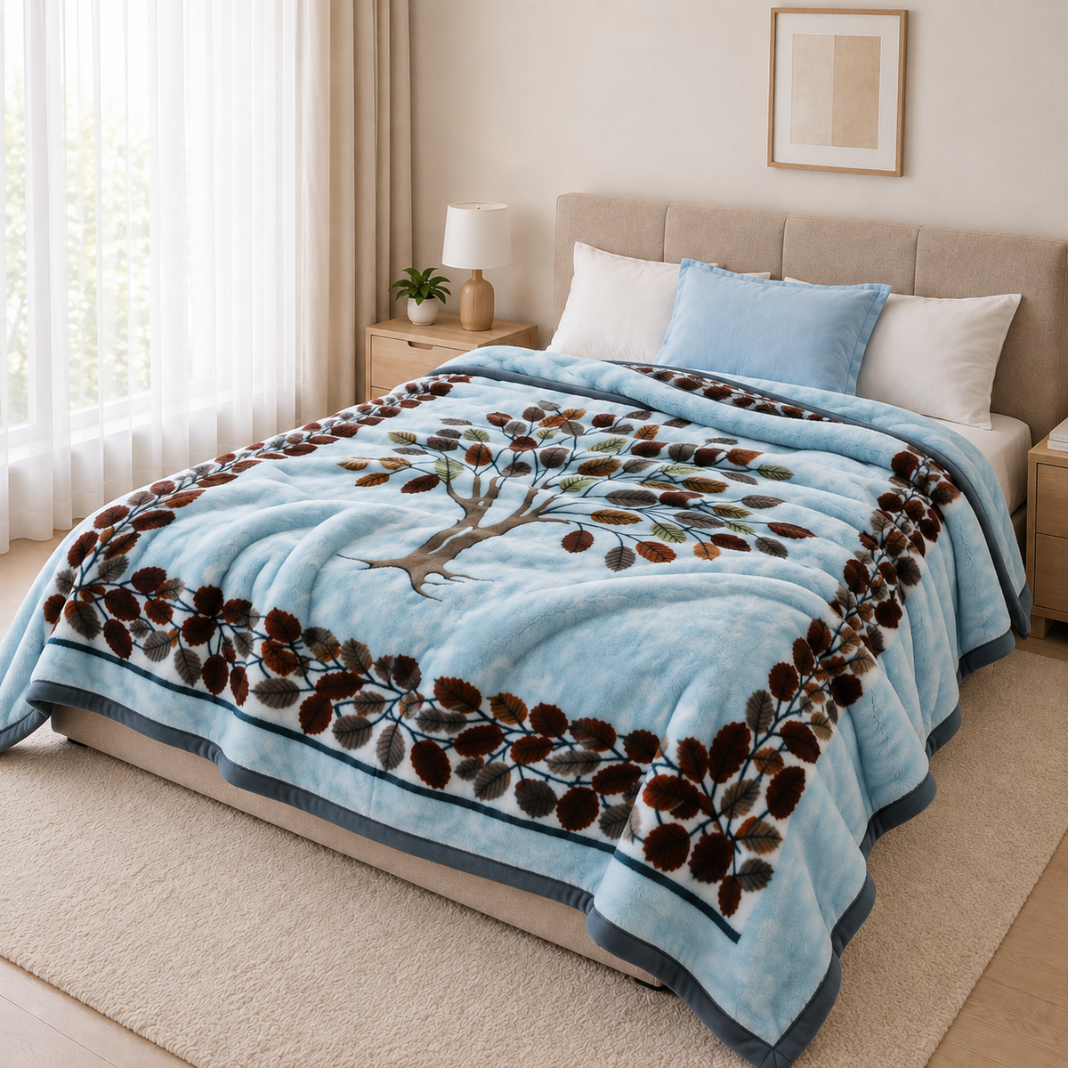 Royal Heaven Premium Double Bed Double Layer Winter Blanket 5.5 KG - Glacier